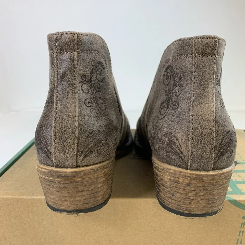 Roper Ava Embossed Snip Toe Cowboy Booties Womens Brown Casual Boots Sz 6‎